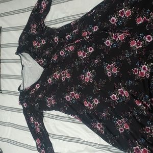 Black floral quarter sleeved dress
